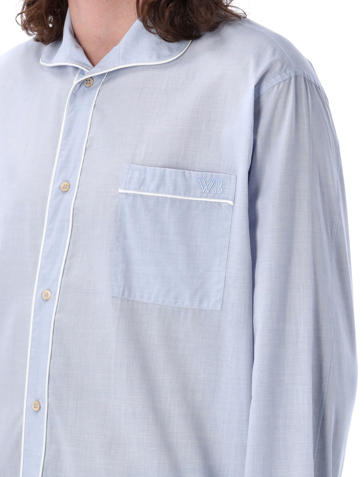 Men's Cotton Market Shirt in Light Blue by Wales Bonner for SS24