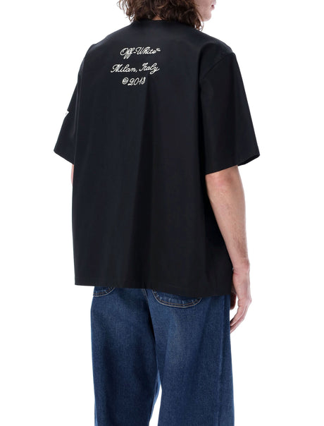 OFF-WHITE Men's Collarless Cotton Baseball Shirt in Black for SS24