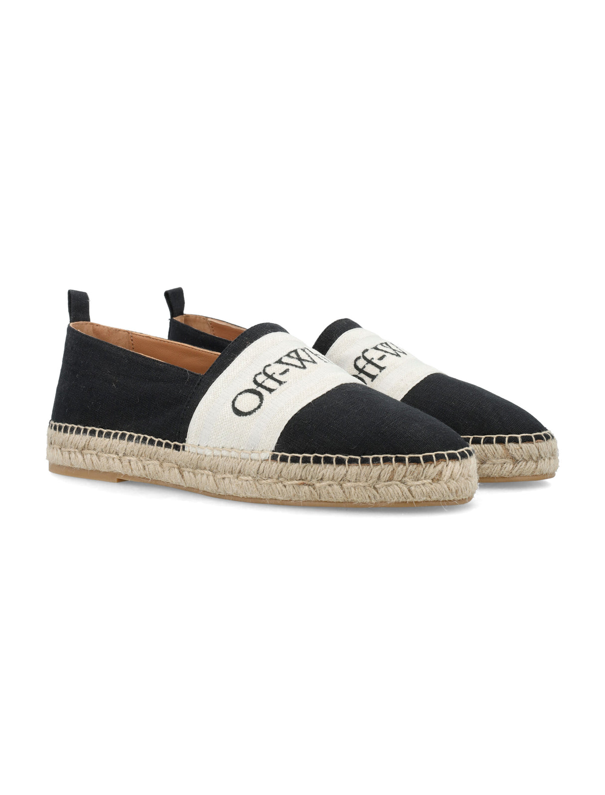 OFF-WHITE Black Linen and Cotton Blend Bookhish Espadrillas for Men