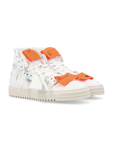 OFF-WHITE White and Orange High-Top Leather Sneakers for Women - SS24