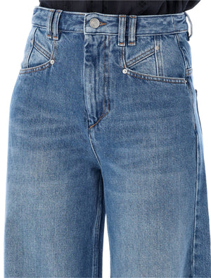 ISABEL MARANT Washed-Out Blue Cotton Denim Jeans for Women