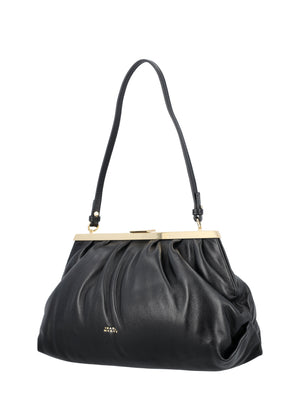 ISABEL MARANT Black Leather Handbag with Removable Strap and Gold-Tone Details