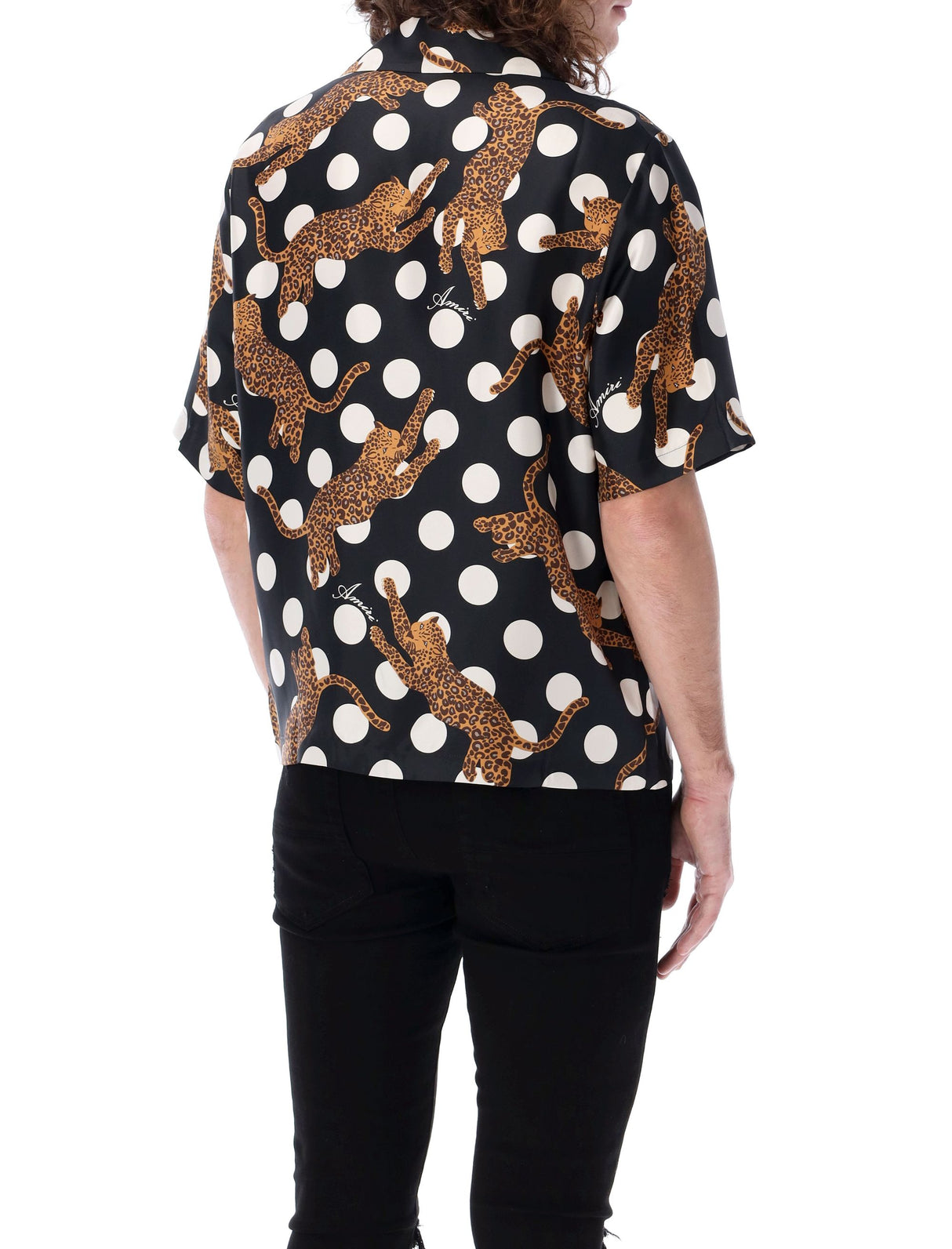 AMIRI Fluid Silk Bowling Shirt with Cheetah Print for Men, SS24