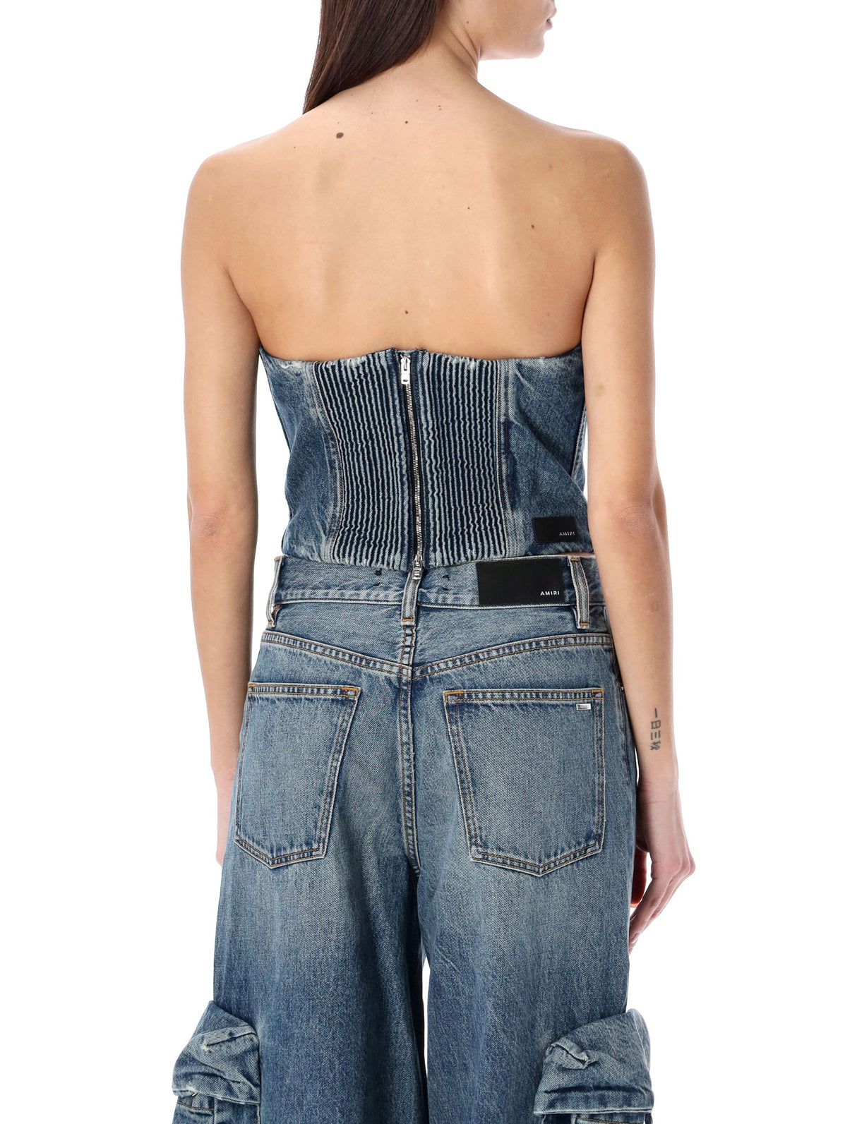 Indigo Denim Bustier Top for Women by AMIRI