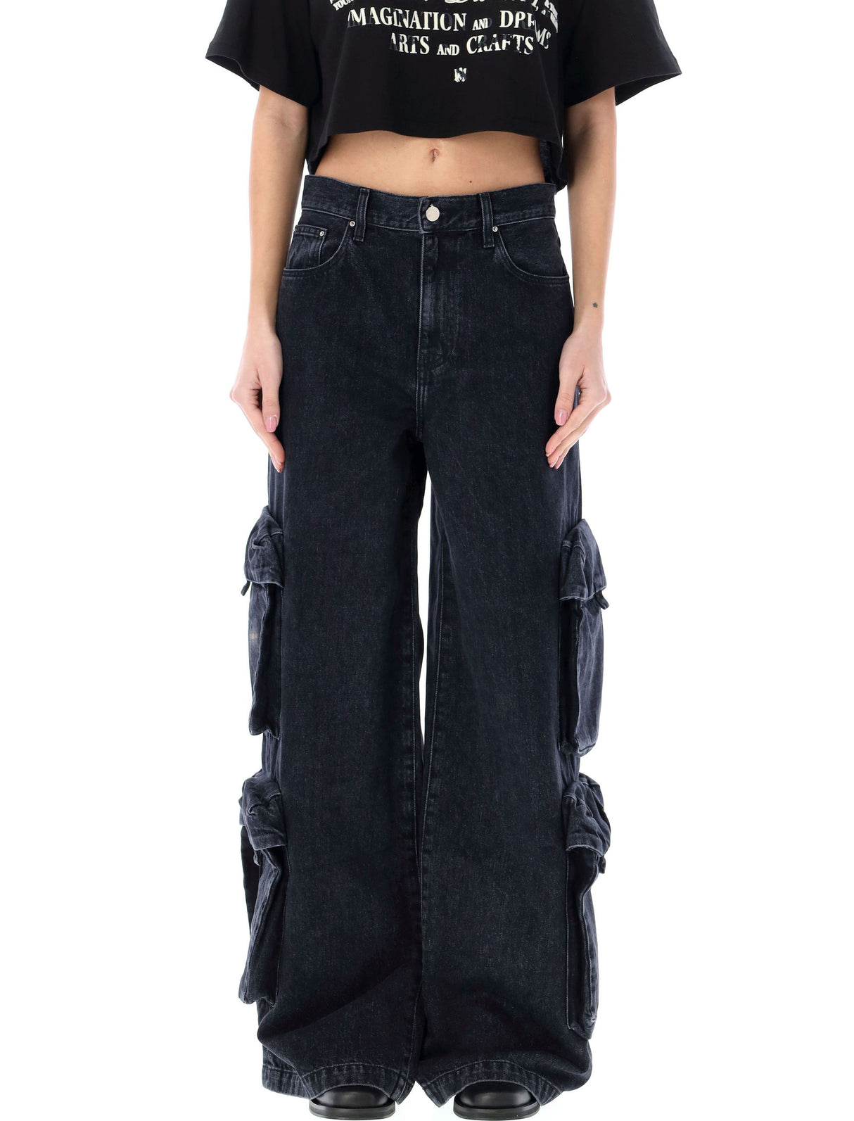 AMIRI Baggy Cargo Jeans for Women - Medium Rise, Wide Leg, Cargo Pockets
