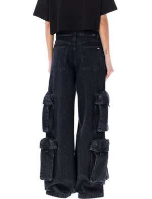 AMIRI Baggy Cargo Jeans for Women - Medium Rise, Wide Leg, Cargo Pockets