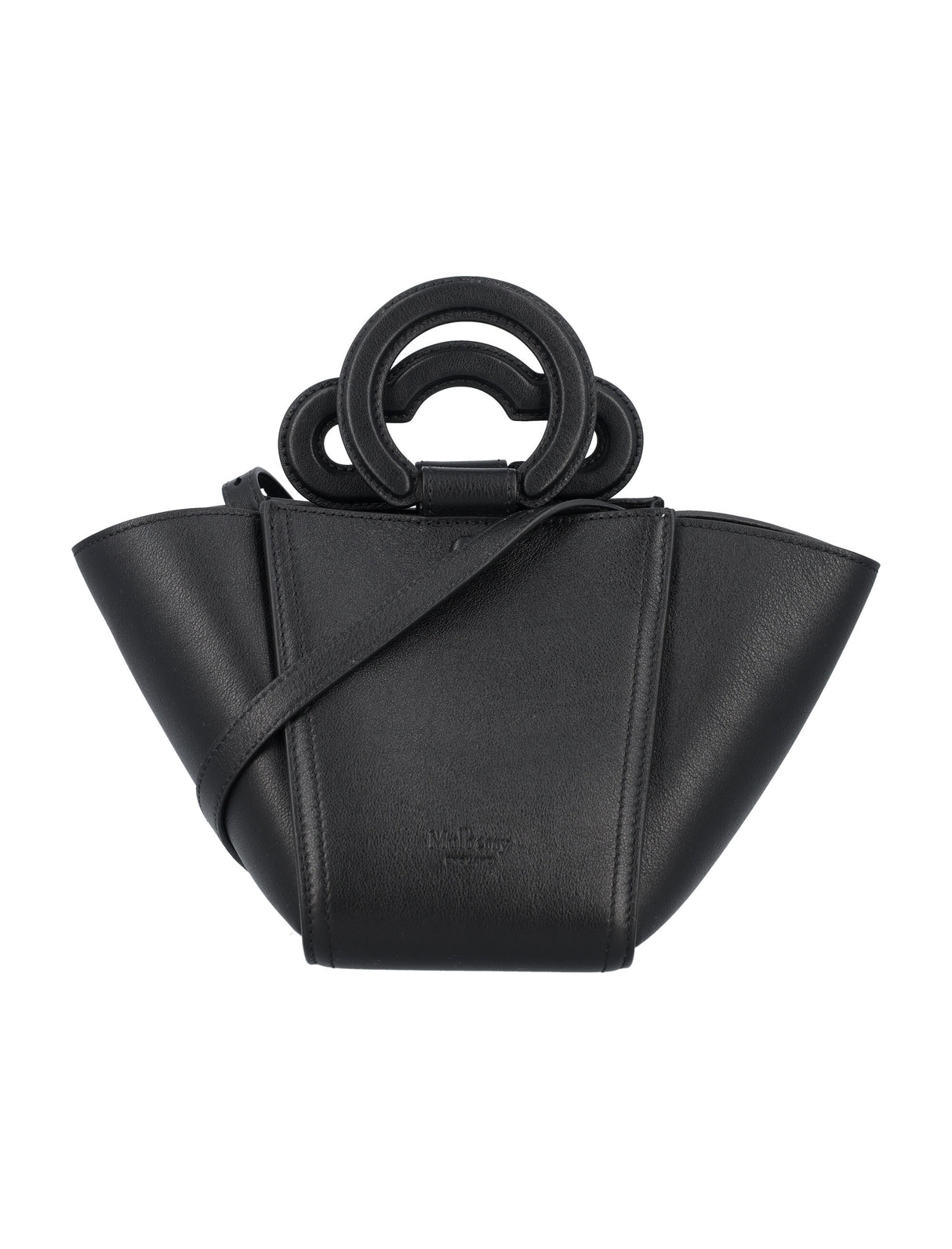 MULBERRY Mini Rider's Silky Leather Top Handle Bag with Detachable Strap - Black, 26x16.5x16 cm