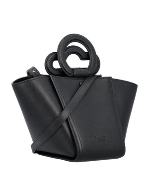 MULBERRY Mini Rider's Silky Leather Top Handle Bag with Detachable Strap - Black, 26x16.5x16 cm