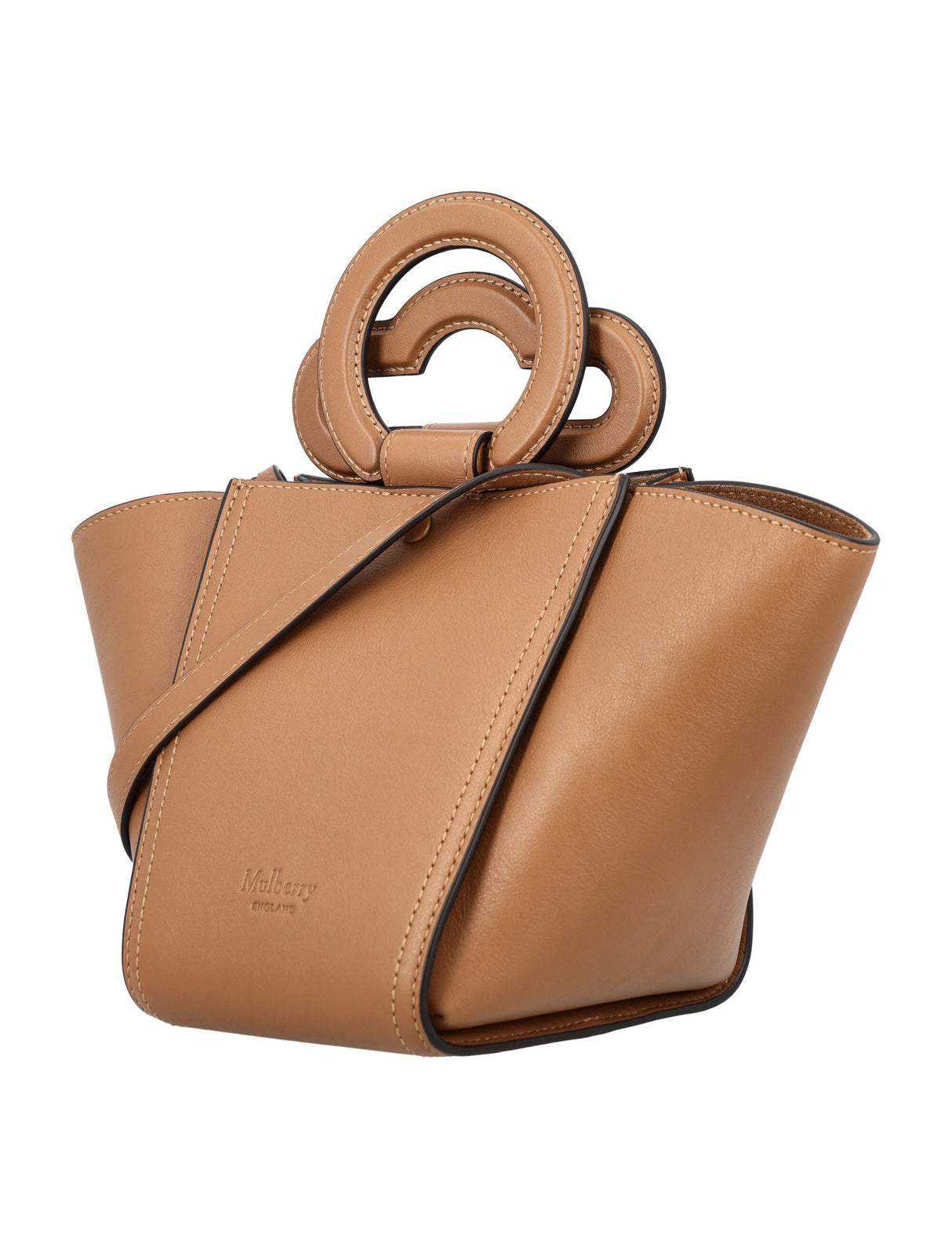 MULBERRY Mini Teak Leather Top-Handle Satchel with Shoulder Strap and Suede Lining, 26x16.5x16 cm