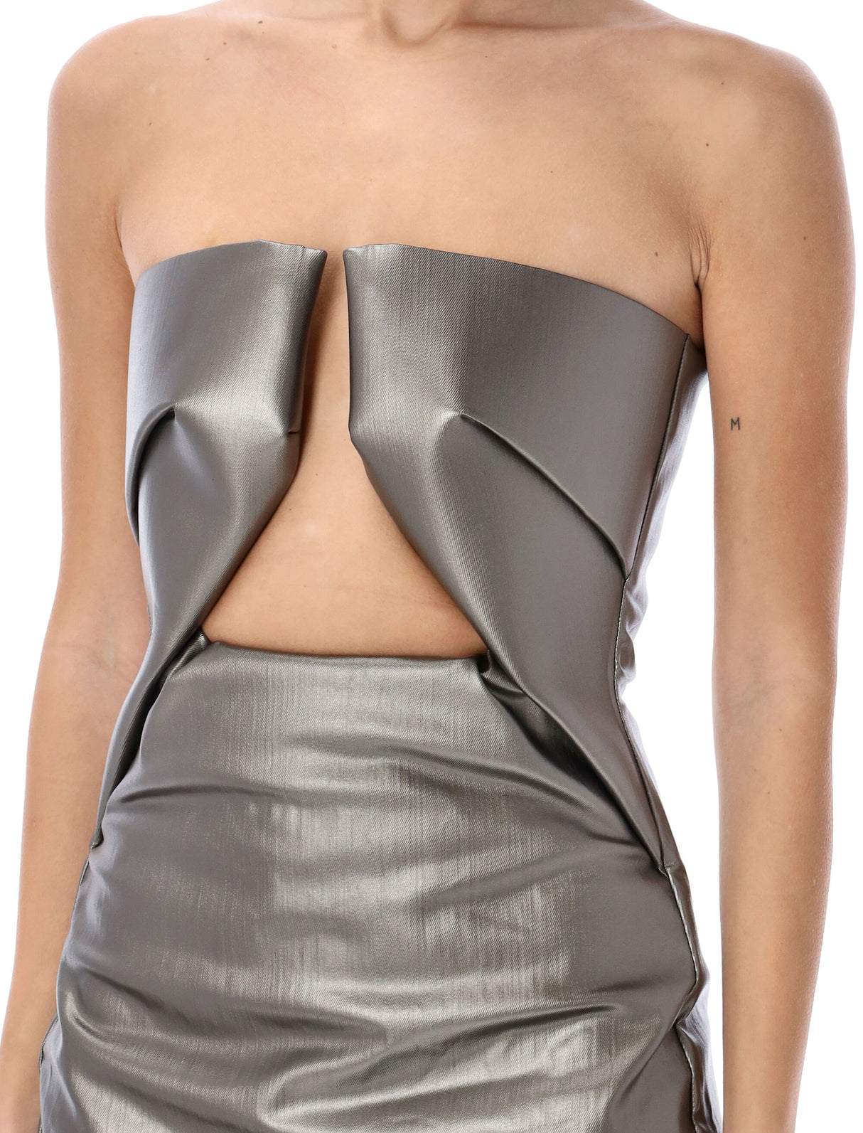 RICK OWENS Geometric Cutout Gunmetal Mini Dress for Women