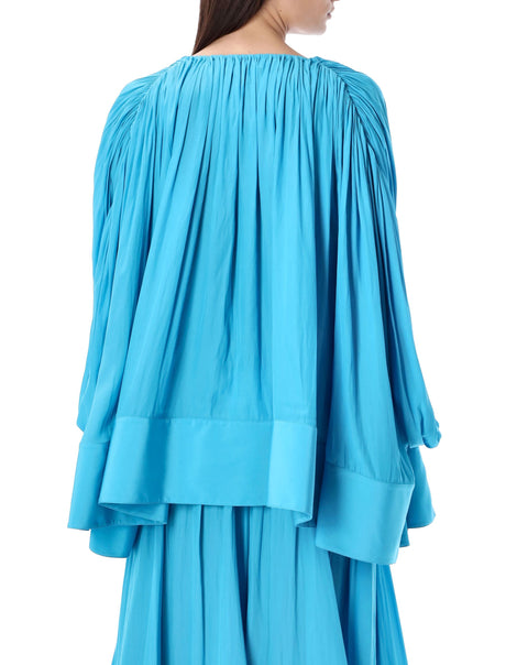 LANVIN Turquoise Draped Oversized Shirt for Women - SS24 Collection