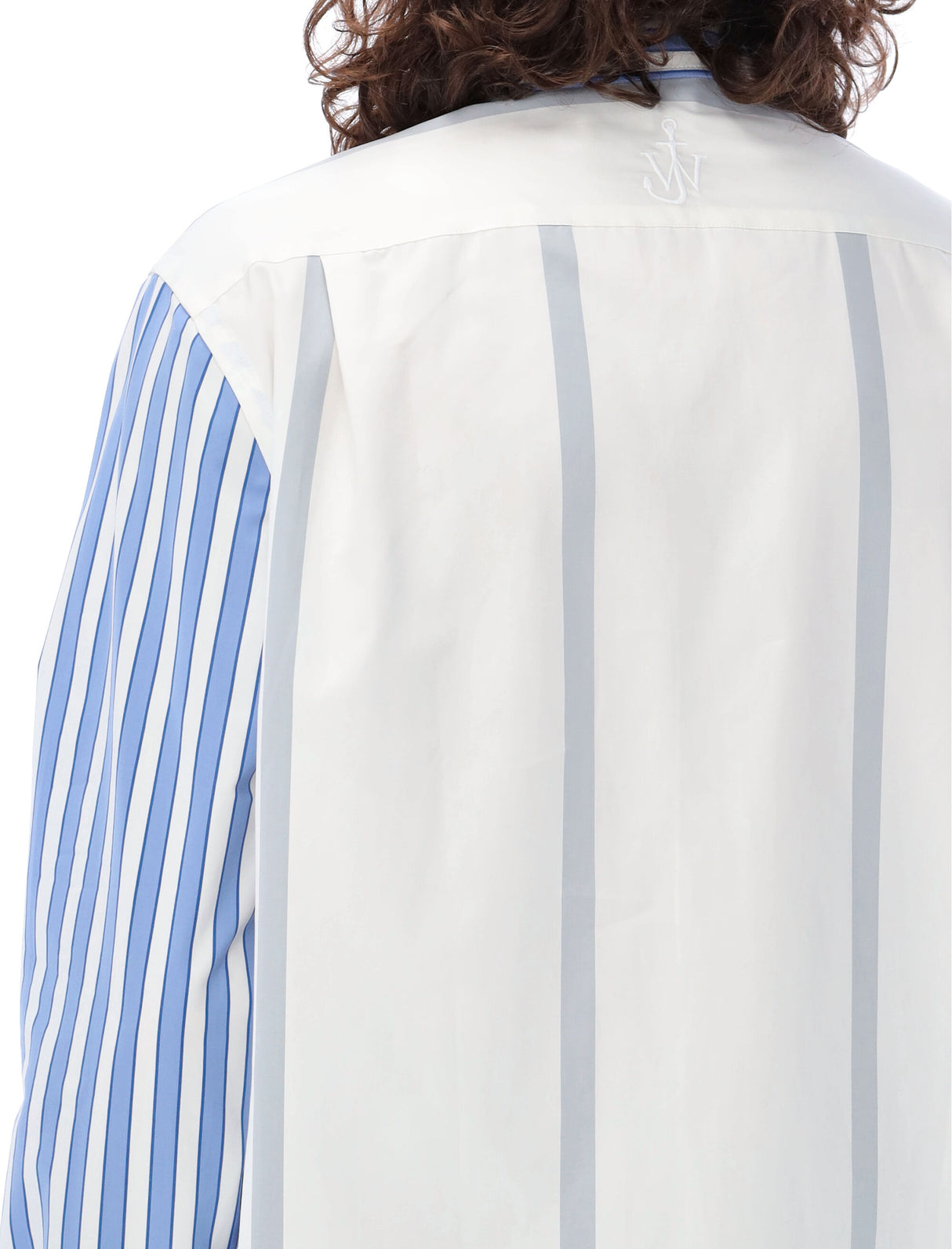 JW ANDERSON Striped Patch Shirt for Men - Regular Fit, Long Sleeves, Blue and White