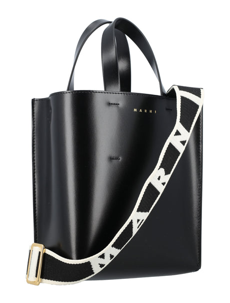 MARNI Mini Museo Black Leather Crossbody Handbag for Women SS24