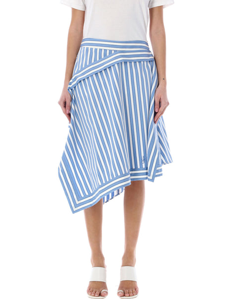 JW ANDERSON Asymmetric Striped Midi Skirt in Azzurro Riga