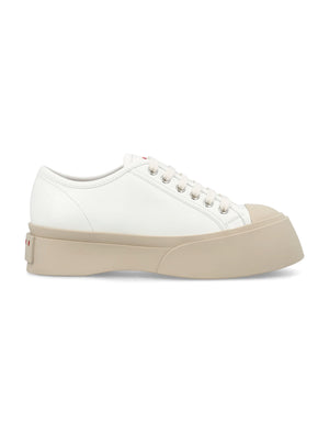 Lily White Leather Lace-Up Sneakers for Women by Marni