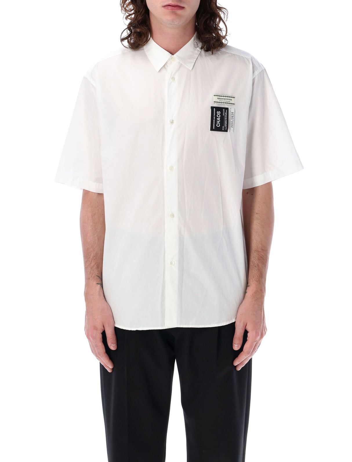 UNDERCOVER Boxy Fit Cotton Short-Sleeved Shirt with Label Details