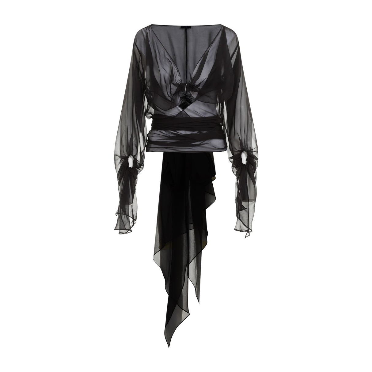 MUGLER Sleek and Stylish Black Silk Top for Women