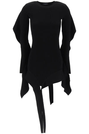 MUGLER Asymmetric Mini Dress with Ruffle Details