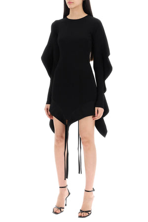 MUGLER Asymmetric Mini Dress with Ruffle Details