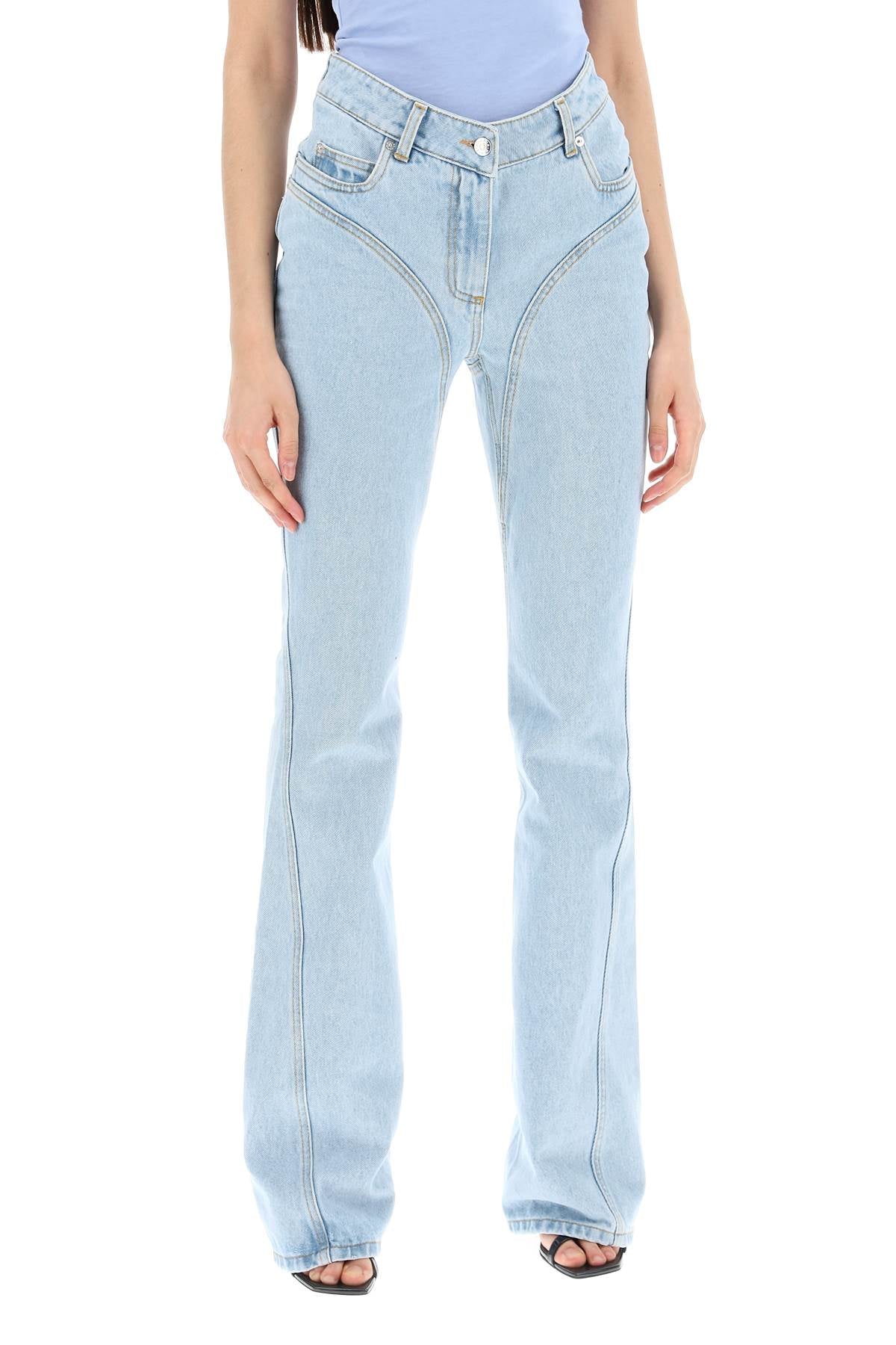 MUGLER Fitted Flared Jeans with Iconic Contrast Stitching
