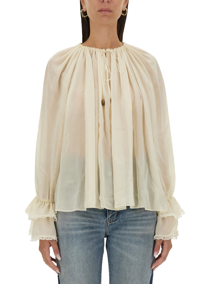 CHLOÉ Oversized Silk Top - Size 38