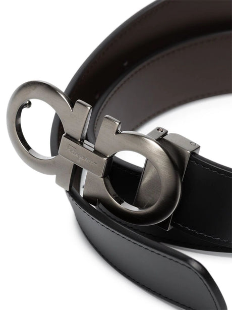 Ferragamo Reversible Gancini Hook Leather Belt - 3.5 cm