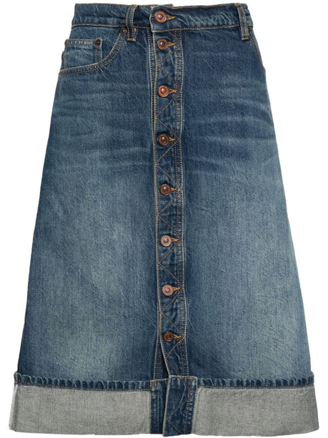 VICTORIA BECKHAM Placket Detail Midi Denim Skirt for Men