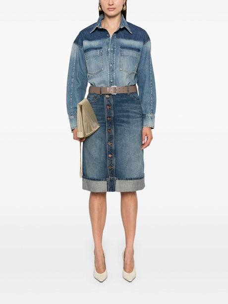 VICTORIA BECKHAM Placket Detail Midi Denim Skirt for Men