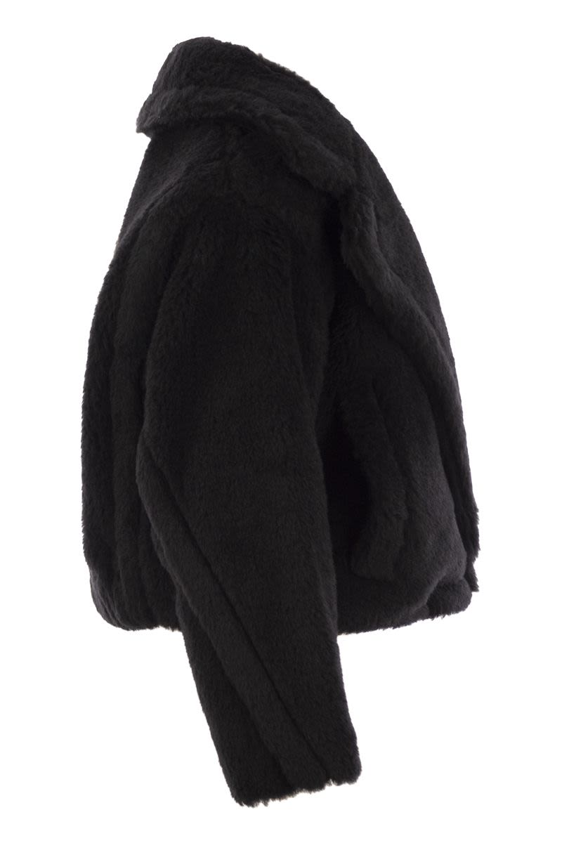 MAX MARA Mini Short Teddy Bear Jacket in Alpaca, Wool, and Silk