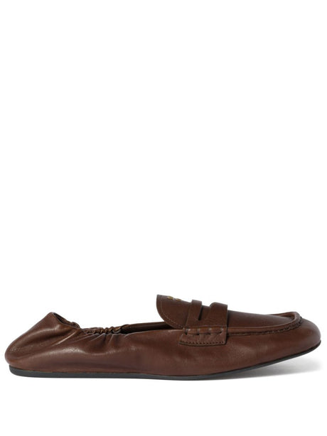 MIUMIU Embossed Logo Nappa Leather Loafers for Men