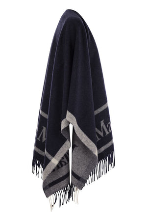 MAX MARA Wool Cape with Fringes - 162 x 131 cm