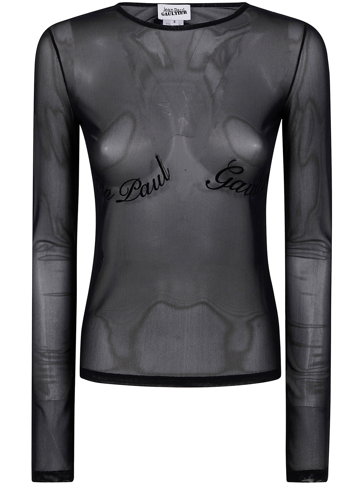 JEAN PAUL GAULTIER Mesh Long Sleeve Top with Velvet Flock