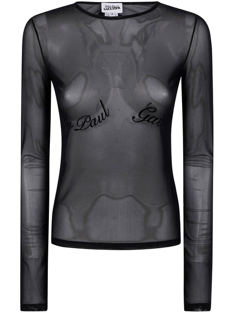 JEAN PAUL GAULTIER Mesh Long Sleeve Top with Velvet Flock