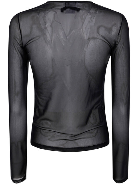 JEAN PAUL GAULTIER Mesh Long Sleeve Top with Velvet Flock