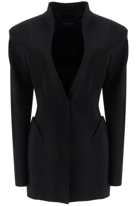 MUGLER Mini V-Neck Jacket with Contemporary Design