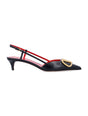 VALENTINO GARAVANI Pointed Toe Slimback Pump with Vintage-Effect Brass Detail