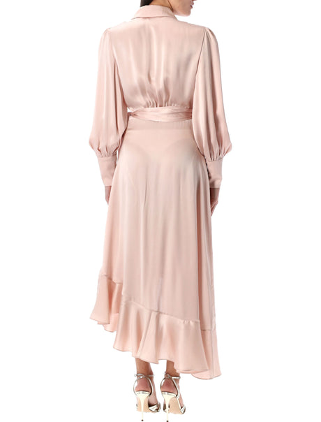 ZIMMERMANN Wrap Midi Dress with Asymmetric Ruffles - Size 1