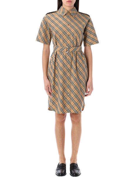 BURBERRY Relaxed Fit Mini Check Shirt Dress