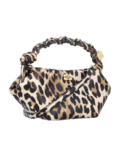 GANNI Mini Leopard Print Handbag with Braided Handle