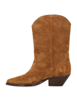 ISABEL MARANT Cognac Suede Cowboy Boots - Women's 4CM Heels