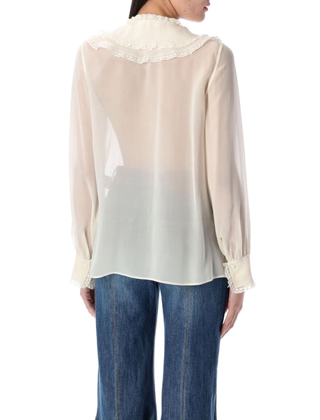 CHLOÉ Silk Ruffled Blouse - Size 36