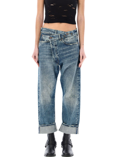 R13 Asymmetrical Cropped Wide Leg Jeans - Size 26