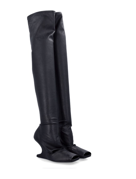 RICK OWENS Thigh-High Sock Boot with Cantilever Heel - 8 cm