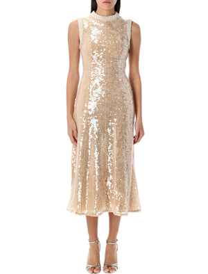 SELF-PORTRAIT Pearl Trim Sequin Midi Dress - Size 6