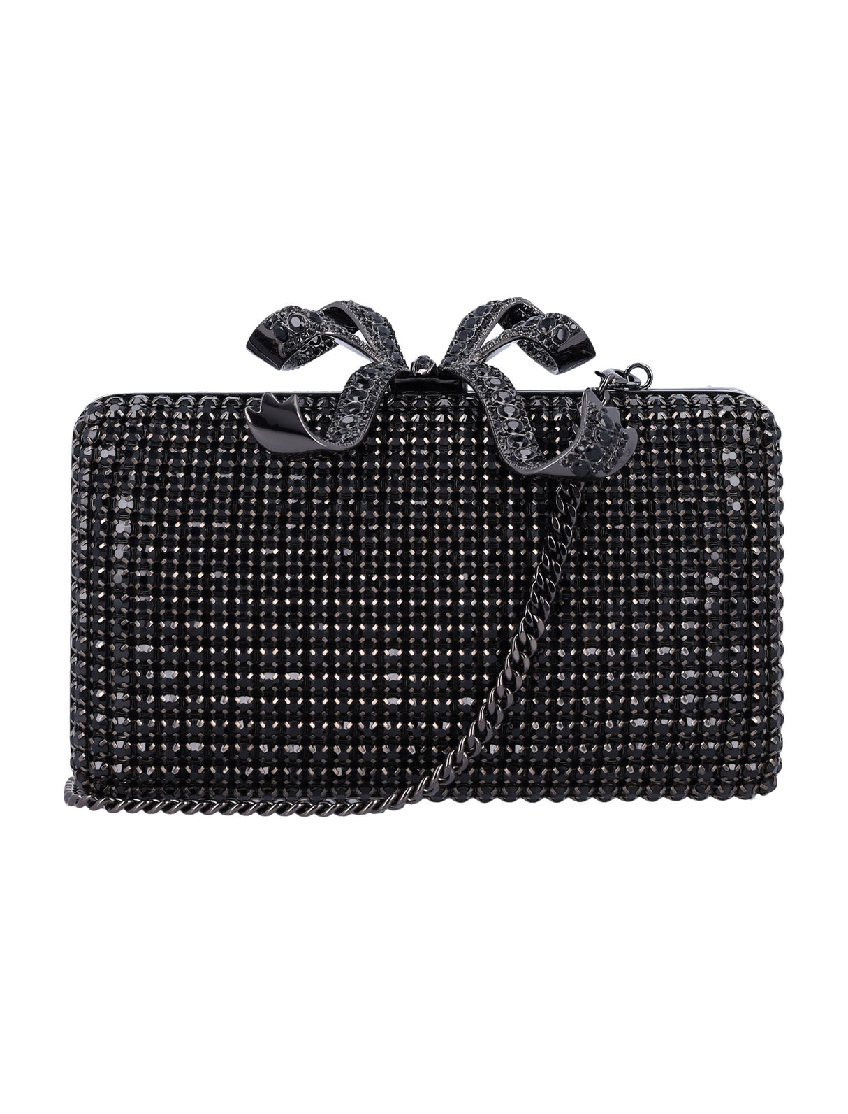 SELF-PORTRAIT Mini Crystal-Embellished Clutch with Removable Chain