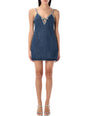 SELF-PORTRAIT Flirty Denim Strappy Mini Dress - Size 6