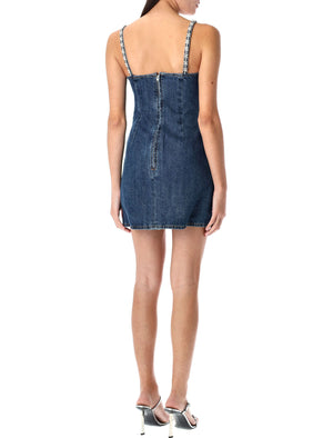 SELF-PORTRAIT Flirty Denim Strappy Mini Dress - Size 6