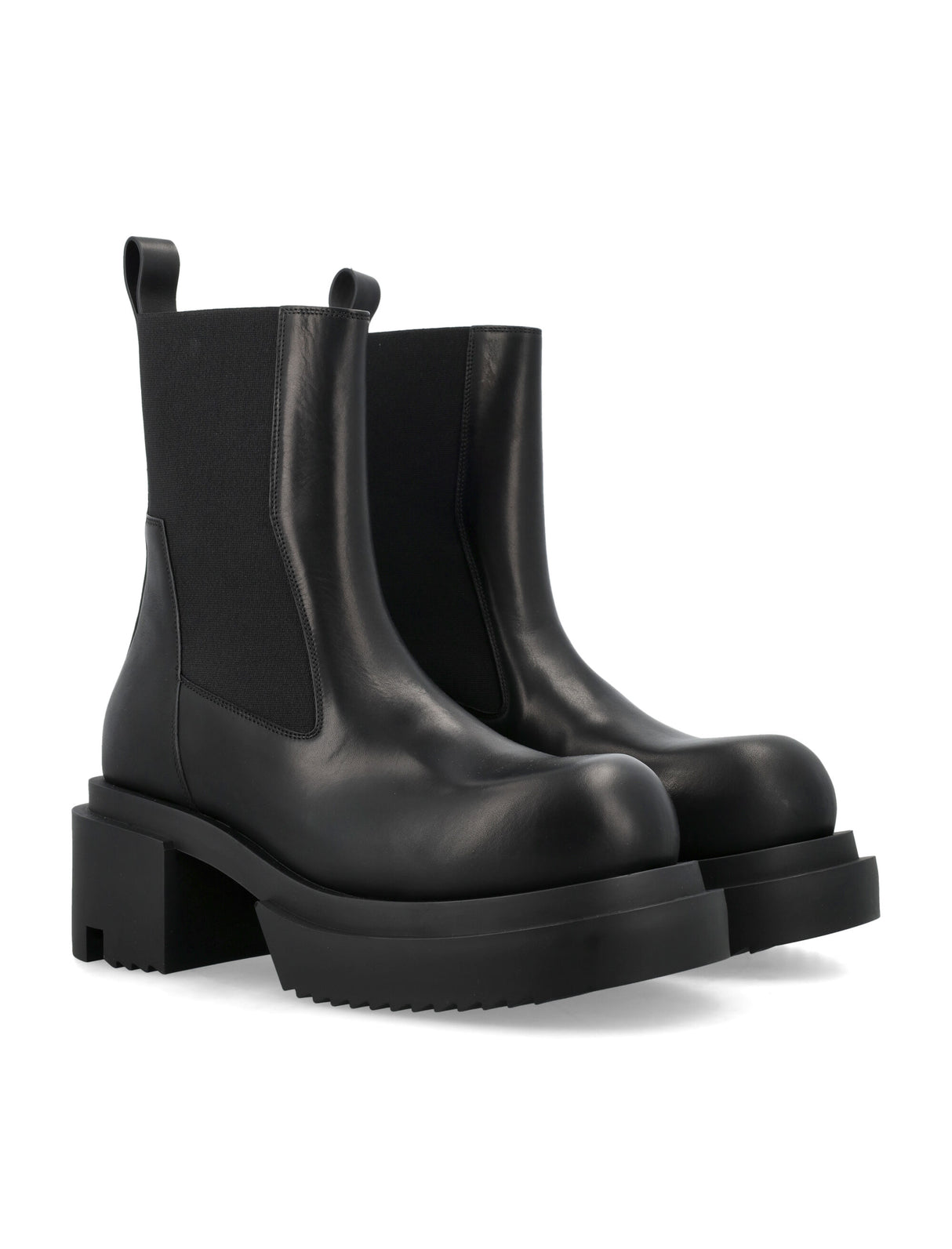 RICK OWENS Angled Heel Leather Ankle Boots