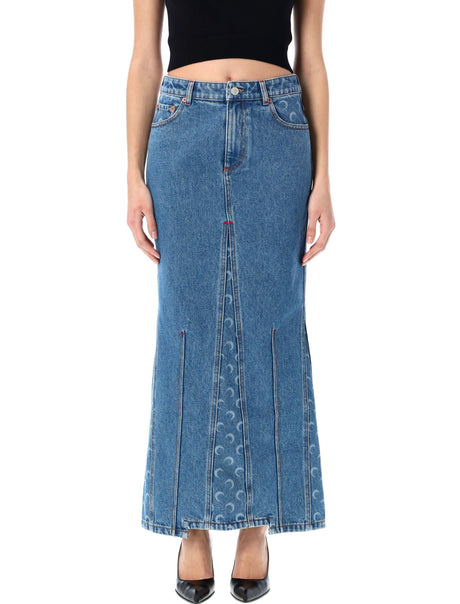 MARINE SERRE Moon Laser Denim Long Skirt - Size 36