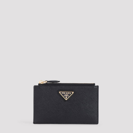 PRADA Mini Leather Card Holder - 100% Leather, W:13.5cm H:8.5cm D:1cm